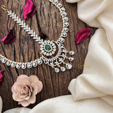 Vriksham Designer Bridal AD Stone With Pear Drop Maang Tikka-Green-G20516